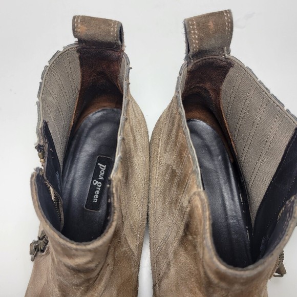 Paul Green‎ Women's Size 9 Brown Suede Leather Zip Ankle Chelsea Heeled Boots - Picture 13 of 15